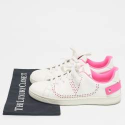 Pre Owned Valentino White Leather VLogo Low Top Sneakers Size 38