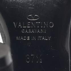 مملوكة مسبقًا Valentino Black Satin Crystal Embellish Slingback Sandals Size 37.5