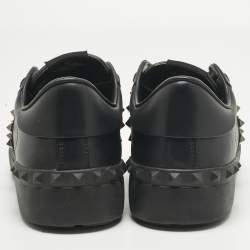 Pre Owned Valentino Black Leather Rockstud Untitled Low Top Sneakers Size 39