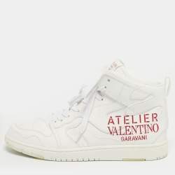 Pre Owned Valentino White Leather Atelier High Top Sneakers Size 40
