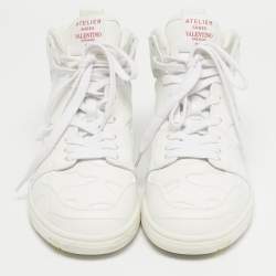 Pre Owned Valentino White Leather Atelier High Top Sneakers Size 40