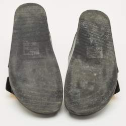 Pre Owned Valentino Black Leather One Stud Flat Sandals Size 40.5