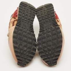 Pre Owned Valentino Multicolor Leopard Print Calfhair and Suede Rockrunner Sneakers Size 39