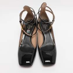 Pre Owned Valentino Black Patent Leather Tan-Go 60 Pumps Size 38