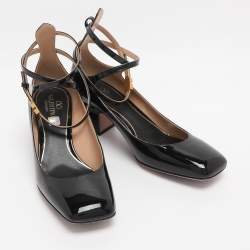 Pre Owned Valentino Black Patent Leather Tan-Go 60 Pumps Size 38