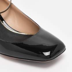 Pre Owned Valentino Black Patent Leather Tan-Go 60 Pumps Size 38
