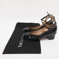 Pre Owned Valentino Black Patent Leather Tan-Go 60 Pumps Size 38