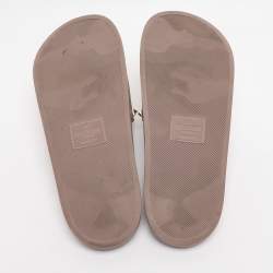 Pre Owned Valentino Beige Rubber Rockstud Slide Flats Size 40