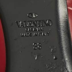 Pre Owned حذاء مولز فالنتينو فلات رومان جلد عنابي مرصع مقاس 38