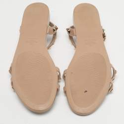 مملوكة مسبقًا Valentino Beige Jelly Rockstud Ankle Strap Flats Size 40