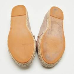 Pre Owned Valentino Beige Leather Rockstud Espadrille Flats Size 39