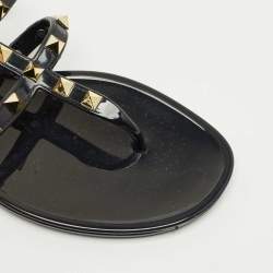 Pre Owned Valentino Black Jelly Escap Flat Slide Size 37
