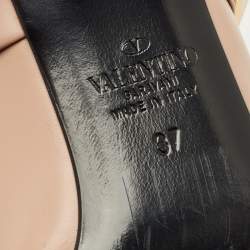 Pre Owned Valentino Dusty Pink Leather Roman Stud Pointed Toe Mules Size 37