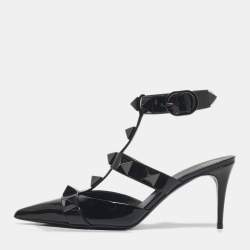 Pre Owned Valentino Black Patent Leather Roman Stud Pumps Size 40.5