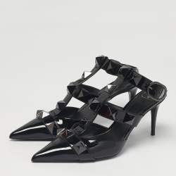 Pre Owned Valentino Black Patent Leather Roman Stud Pumps Size 40.5