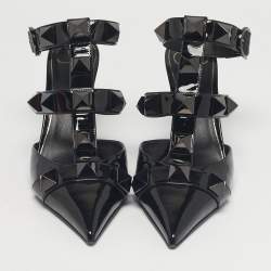 Pre Owned Valentino Black Patent Leather Roman Stud Pumps Size 40.5