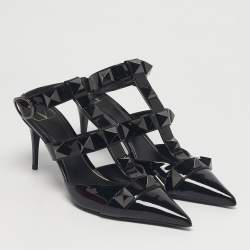 Pre Owned Valentino Black Patent Leather Roman Stud Pumps Size 40.5