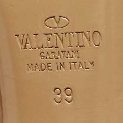 Pre Owned Valentino Beige Suede Rockstud Ankle Strap Pumps Size 39