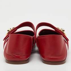 Pre Owned Valentino Red Patent Leather VLogo Locker Mary Jane Ballet Flats Size 42