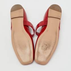 Pre Owned Valentino Red Patent Leather VLogo Locker Mary Jane Ballet Flats Size 42
