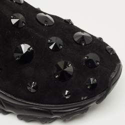 Pre Owned Valentino Black Suede Crystal Embellished High Top Sneakers Size 38.5