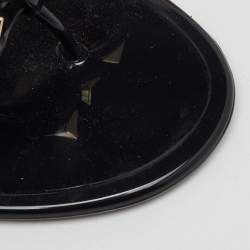 Pre Owned Valentino Black Jelly Rockstud Bow Flat Thong Sandals Size 42