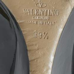 Pre Owned Valentino Black Leather Rockstud Pointed Toe Wedge Pumps Size 39.5
