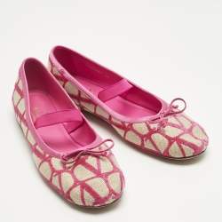 Pre Owned Valentino Pink Satin and Knit Fabric Toile Iconographe Ballet Flats Size 40