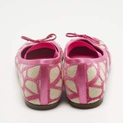 Pre Owned Valentino Pink Satin and Knit Fabric Toile Iconographe Ballet Flats Size 40