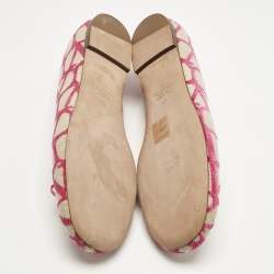 Pre Owned Valentino Pink Satin and Knit Fabric Toile Iconographe Ballet Flats Size 40