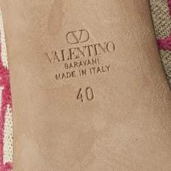 Pre Owned Valentino Pink Satin and Knit Fabric Toile Iconographe Ballet Flats Size 40