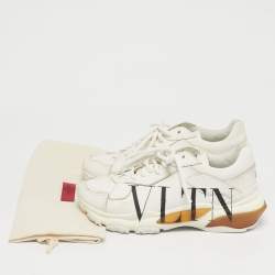 Pre Owned Valentino White Leather VLTN Bounce Sneakers Size 36