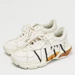 Pre Owned Valentino White Leather VLTN Bounce Sneakers Size 36