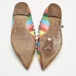 Pre Owned Valentino Multicolor Leather Rockstud Ballet Flats Size 40