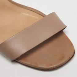 Pre Owned Valentino Beige Leather Rockstud Embellish Ankle Strap Sandals Size 38