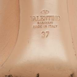 Pre Owned Valentino Beige/Black Leather and Patent Alcove Rockstud Pointed Toe Pumps Size 37