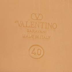 Pre Owned Valentino Off White Leather VLogo Signature Espadrille Mules Size 40