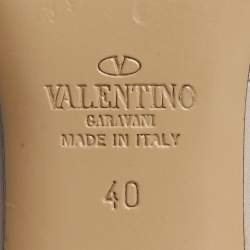 Pre Owned Valentino Blue/Beige Patent Leather Rockstud Caged Pumps Size 40