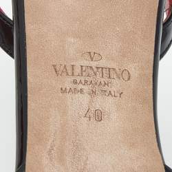 Pre Owned Valentino Black Patent Leather and Mesh Alcove Slingback Pumps Size 40