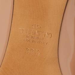 Pre Owned Valentino Beige Patent Leather VLogo Pointed Toe Pumps Size 39.5