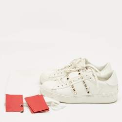 Pre Owned Valentino White Leather Untitled Low Top Sneakers Size 37.5