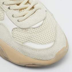 Pre Owned Valentino White/Grey Fabric and Suede Bubbleback Lace Up Sneakers Size 35