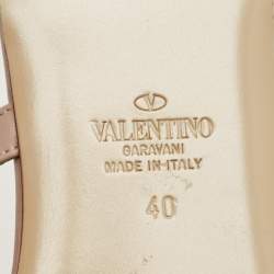 Pre Owned Valentino Dusty Pink Leather Rockstud Flat Slides Size 40