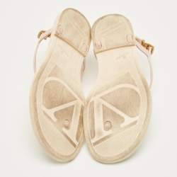 Pre Owned Valentino Cream Jelly VLogo Thong Flats Size 38