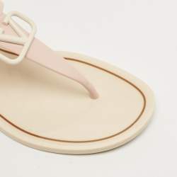 Pre Owned Valentino Cream Jelly VLogo Thong Flats Size 38