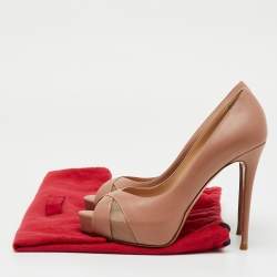 Pre Owned Valentino Dusty Pink Leather Peep Toe Platform Pumps Size 37