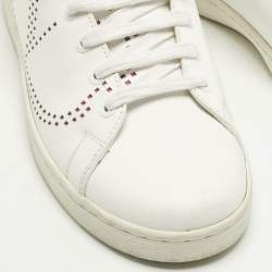 Pre Owned Valentino White Leather Vlogo Rockstud Low Top Sneakers Size 39