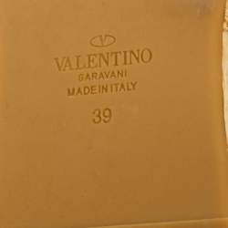 Pre Owned Valentino Cream Leather VLogo Espadrille Flat Slides Size 39