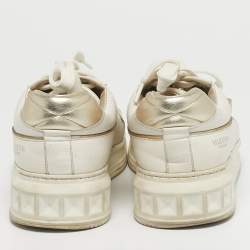 Pre Owned Valentino White Leather One Stud Law Top Sneakers Size 40