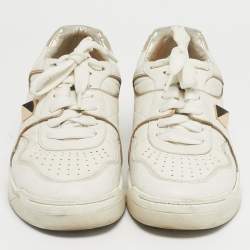 Pre Owned Valentino White Leather One Stud Law Top Sneakers Size 40
